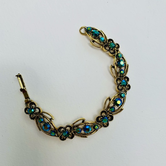 Vintage Blue Rhinestone Necklace and Bracelet - Picture 5 of 8